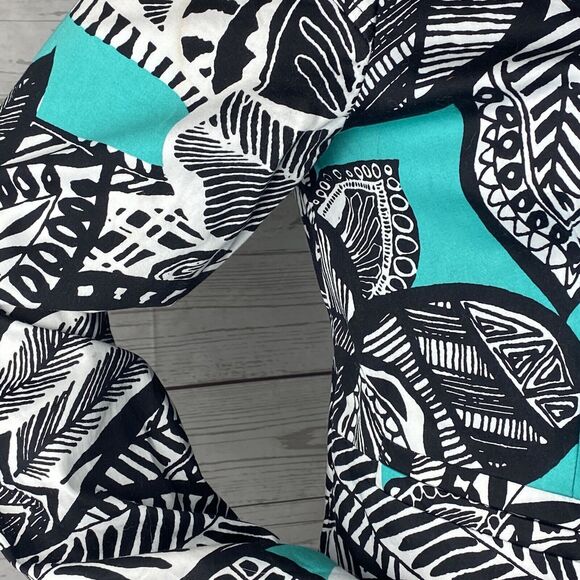 Chloe Madison Jacket Teal Black White Abstract Floral Print Full Zip - Picture 5 of 12